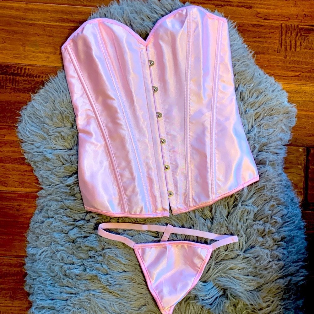 NWOT Pink Corset w Thong 💕Valentines Day